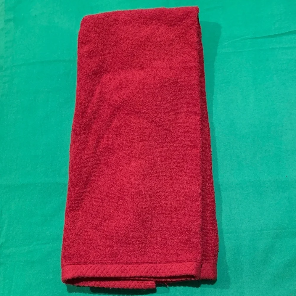 BARTH & DREYFUSS.Red Holiday Towel with Bear Patch